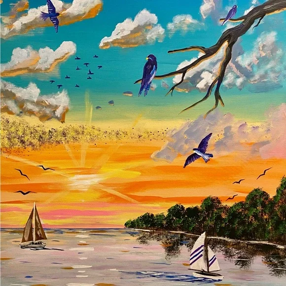 Vibrant Sunset Sailing Art Print - Picture 1 of 6